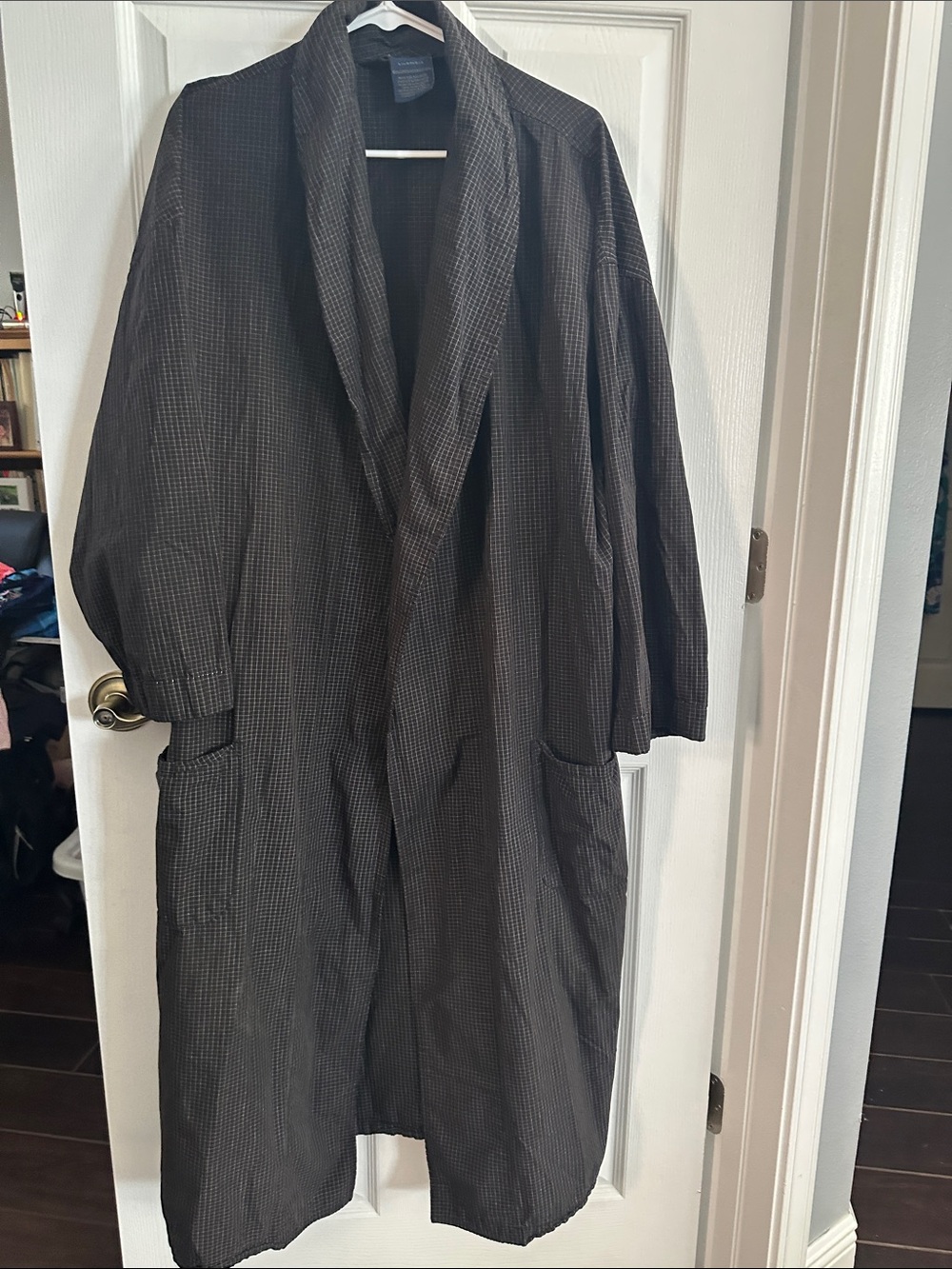 Polo by Ralph Lauren Dark Brown Checked Shawl Collar Trench Coat/Robe